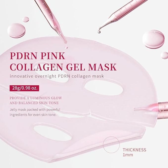 Pink collagen face mask,skin care jelly gel mask,overnight face mask for glass glow skin- elasticity, hydrating, firming and moisturizing,Pore Minimizing, Elasticity Improvement 2Pcs