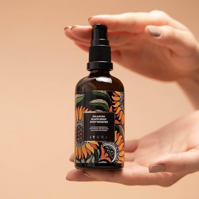 Balaayah Balaayah Black Gram Body Booster Oil | Ayurvedic Massage & Moisturizing Body Oil | Indulging aroma of Vanilla & Frankincense | Luxurious, Fast-Absorbing & Non-Sticky | 3.38 fl oz