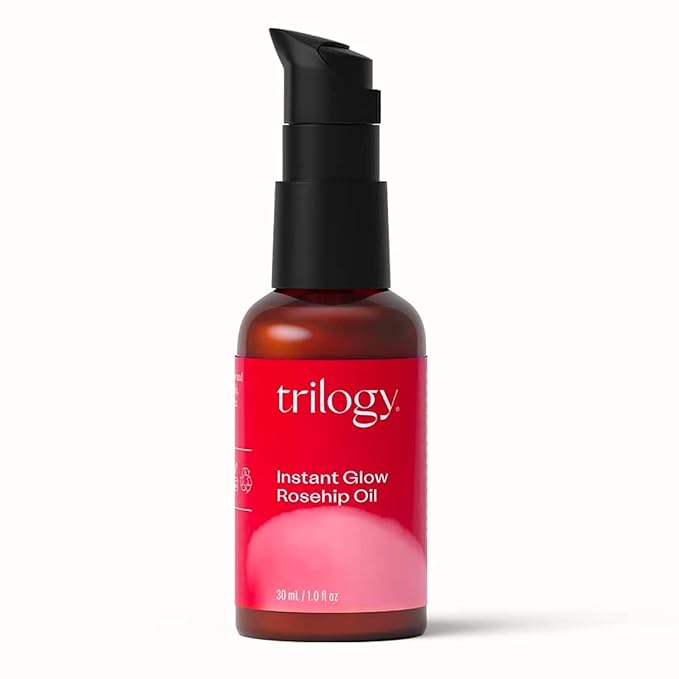 Trilogy Instant Glow Rosehip Oil (30ml) - With Mica and Squalane - Supports Collagen Production, Hydrates and Repairs Improving Skin Texture, Provides Instant Illumination