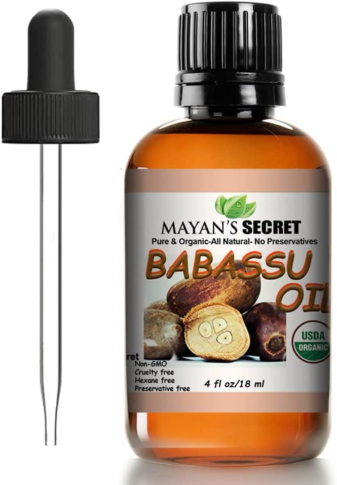 Mayan's Secret Babassu Oil Organic, 4oz - Carrier and Essential oils for Skin Care, Hair, Body Moisturizer for Face-Anti Aging