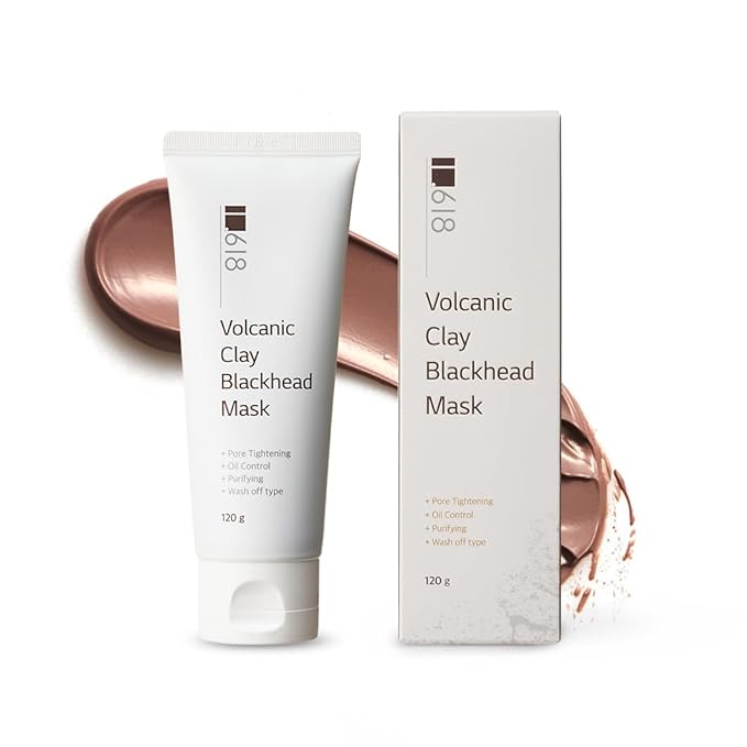 Volcanic Clay Blackhead Removal Mask for Oily Skin - Pore Tightening, Sebum Control, Skin Soothing K-Beauty Face Mask, 4.23oz