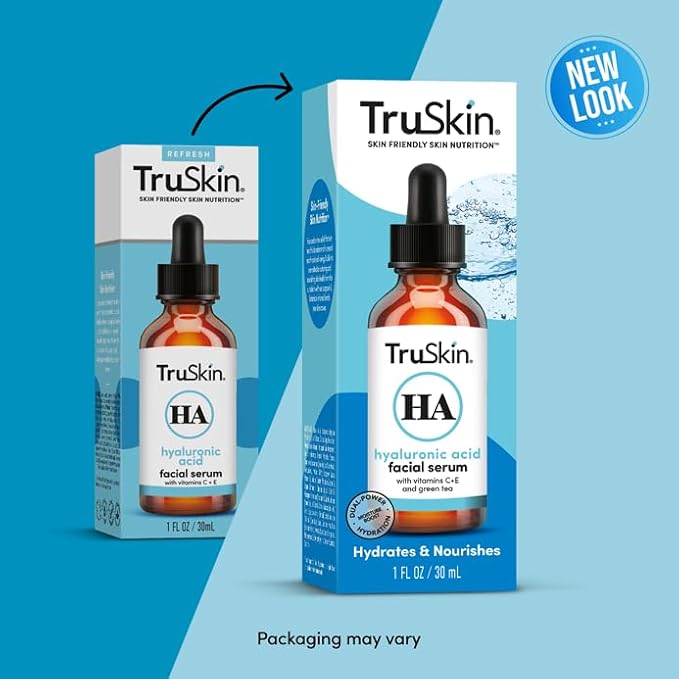TruSkin Hyaluronic Acid Serum for Face + 7 Ultra Hydrating Ingredients – Best Face Serum for Moisturizing, Visibly Plumping Skin & Smoothing the Look of Fine Lines, 1 fl oz