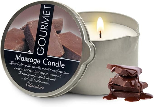 GOURMET COLLECTION Massage Candle Chocolate Scent - Moisturizing Body Oil for Pure Relaxation - Ideal for Massage Therapy, Luxurious Experience 6.76oz