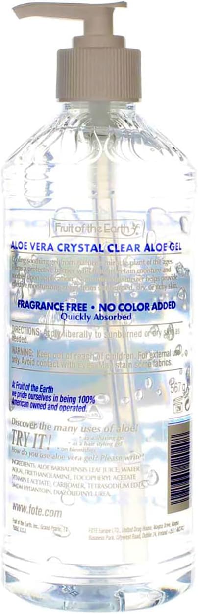 Fruit of the Earth Aloe Vera Crystal Clear Aloe Gel,20 oz (Pack of 3)