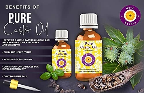 Deve Herbes Pure Castor Oil (Ricinus communis) Cold Pressed 200ml (6.76 oz)