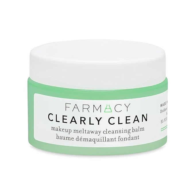 Farmacy Makeup Remover Cleansing Balm - Clearly Clean Sensitive Skin Makeup Remover + Oil Based Cleanser - Gentle Exfoliating Double Cleanser - Melts From Balm to Milky Lather - Fragrance Free (12ml)