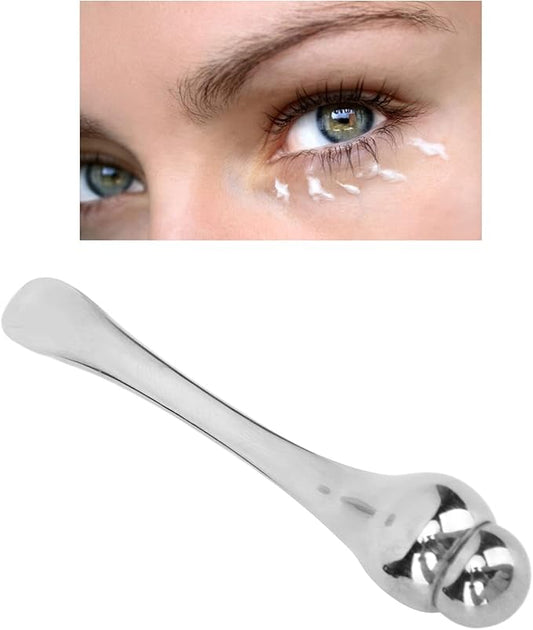Eye Cream Applicator Tool,Metal Eye Cream Applicator Roller Wand Stick, Silver Zinc Alloy Eye Cream Spatula Scraping Massage Tool for Reducing Puffiness Wrinkle Dark Circles