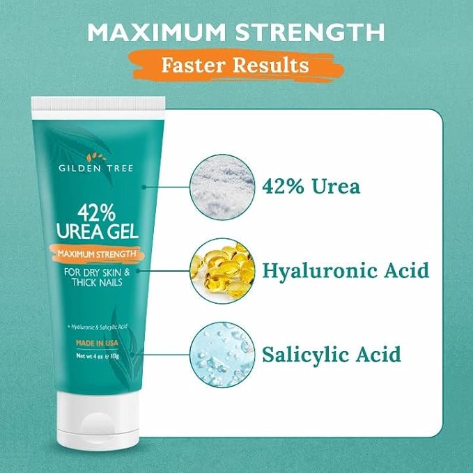 GILDEN TREE Urea Gel 42 Percent For Feet Maximum Strength Softens Cracked Heel Calluses & Thick Toenails