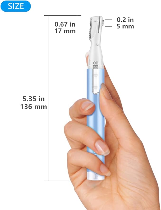 Eyebrow Trimmer, Precision Electric Eyebrow Razor for Women Battery-Operated Facial Hair Remover with Comb No Pulling Sensation Painless for Face Chin Neck, Upper-Lip, Peach-Fuzz