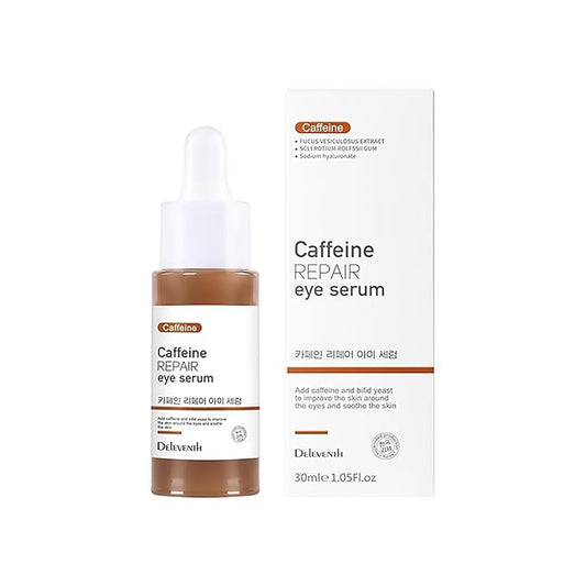 DEleventh Korean Brand Caffeine Vitamin E Eye Serum 30ml / Anti-Aging Repair Eye, Anti-Oxidation, Fade Fine Lines, Tender Skin, Remove Acne, Moisturize and Remove Dark Circles Under the Eyes