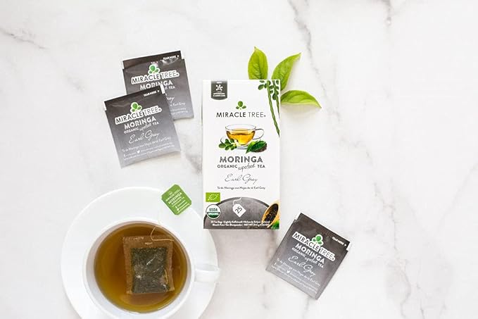 Miracle Tree - 6 Count of Organic Moringa Superfood Tea, 25 Individually Sealed Tea Bags, Earl Grey (Keto, Detox, Energy/Immunity Booster, Vegan, Gluten-Free, Organic, Non-GMO, Lightly Caffeinated)