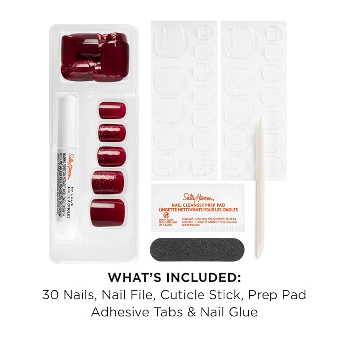 Sally Hansen Instant Cuticle Remover & Salon Effects Infra-Red Press On Nails Kit - 15 Second Gel Formula with Aloe