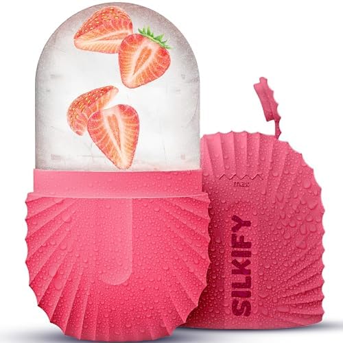 Ice Roller For Face - Facial Ice Roller for self Skin Care of all Types, Cold Face Ice Roller Facial Massager for Eye Puffiness relief, Wrinkles, Migraine & TMJ Relief Massager (Pink)