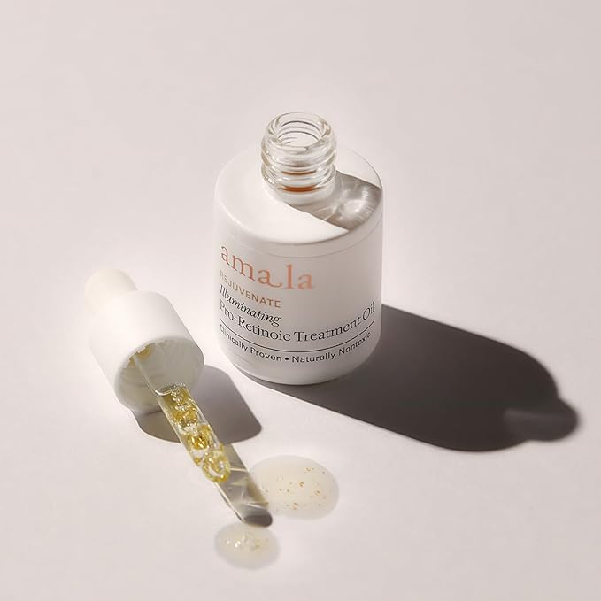 Amala Illuminating Pro-Retinoic Treatment Oil - All Natural Retinol Serum Alternative - Hydrating, Anti Aging Serum Oil - Picāo Preto Extract, 23K Gold, Cacay Seed (30ml)