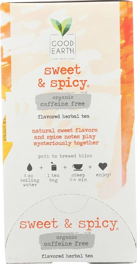 Good Earth Teas Organic Sweet and Spicy Herbal Caffeine Free Tea Bag, 18 Count (Thrее Расk)
