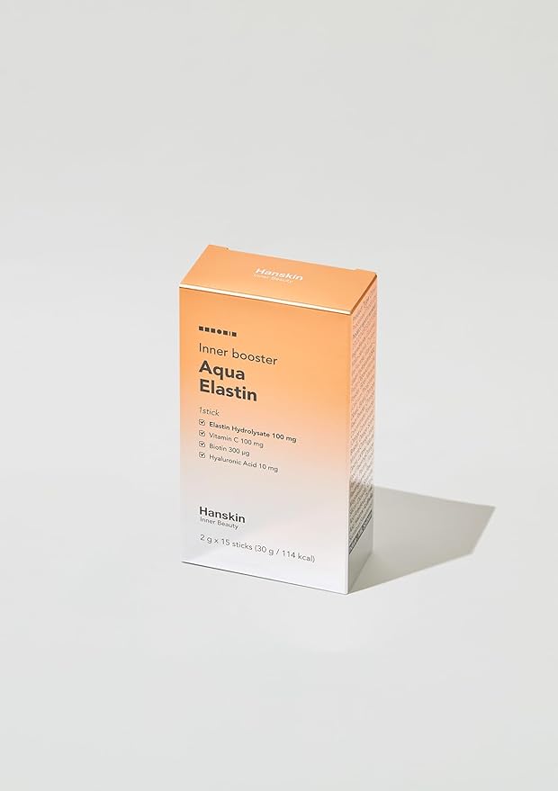 Hanskin Aqua Elastin Hyaluronic Acid Powder Packets for Hair, Skin, Wrinkles & Nails | Biotin, Vitamin C, Hyaluronic Acid | Nutritional Supplement for Healthy Skin, 2g x 30 Individual Sticks