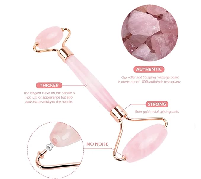 Face Roller Skin Care - Jade Roller Gua Sha Set, Rose Quartz Face Roller | Ultimate Facial Skin Care Products & Beauty Products Tools | Jade Facial Roller for Face and Eye Massager