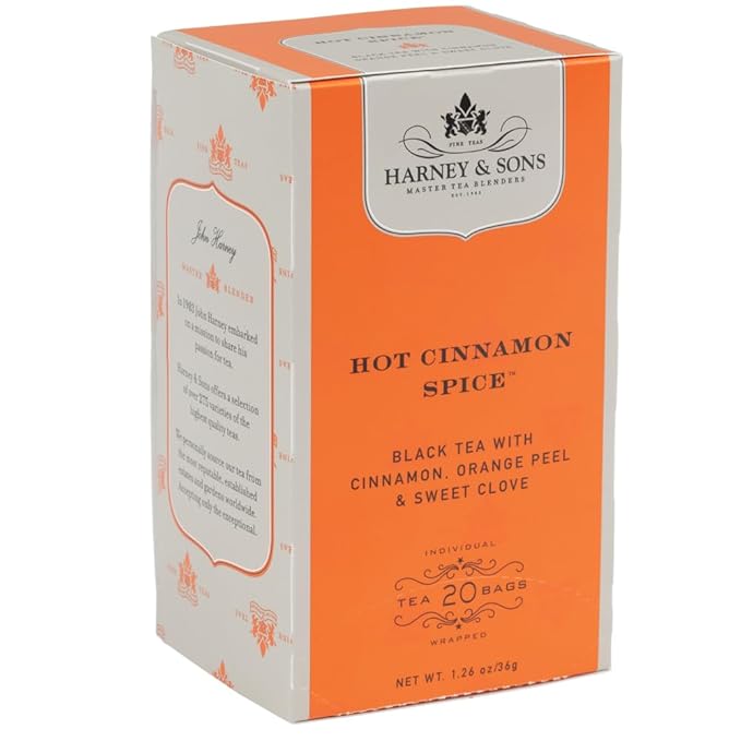 Harney & Sons Black Tea Bags, Hot Cinnamon Spice, 20 Count