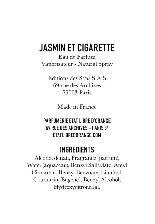 Etat Libre d'Orange Jasmin et Cigarette Eau de Parfum Spray, 3.38 Fl Oz