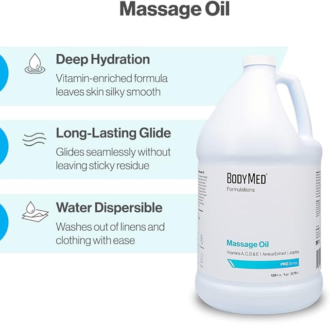 BodyMed Formulations Massage Oil, 5 gal. – Fragrance-Free, All-Natural Lotion for Massage Therapy – Leaping Bunny Certified – with Arnica Extract & Jojoba – Non-Staining, & Paraben Free