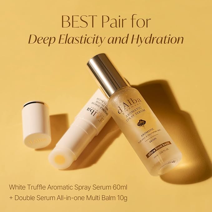 d'alba Piedmont White Truffle Vegan Holiday Gift Set, First Aromatic Spray Serum & All In One Multi Balm, Suitable for All Skin Types, Perfect for Christmas Gift, Stocking Stuffers