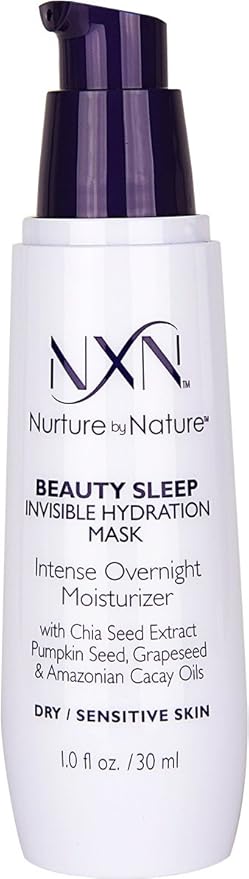 NXN Beauty Sleep Invisible Overnight Moisturizer Super Hydrating Face Mask Natural Anti-Aging Formula for Dry/Sensitive Skin, 1 Fl Oz…