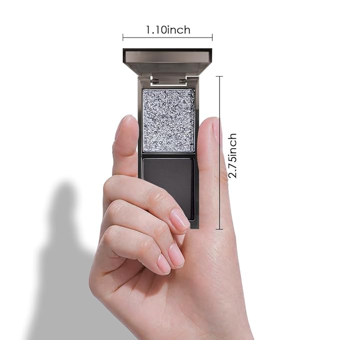 Gray Black Two Color Matte Shimmer Glitter Eyeshadow,Bright High Pigment Eye Shadow Powder,Professional Long-Lasting Waterproof Makeup Palette,Blendable,Easy-To-Apply and Compact for Travel