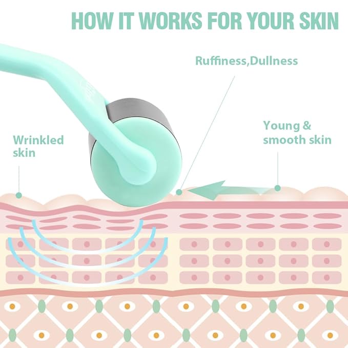 Hilph Ice Roller for Face Metal, Stainless Steel Ice Face Roller for Skin Care, Cold Facial Massager Roller for Puffiness, Eye Bags, Wrinkles, Fine Lines Anti-Aging (Green)