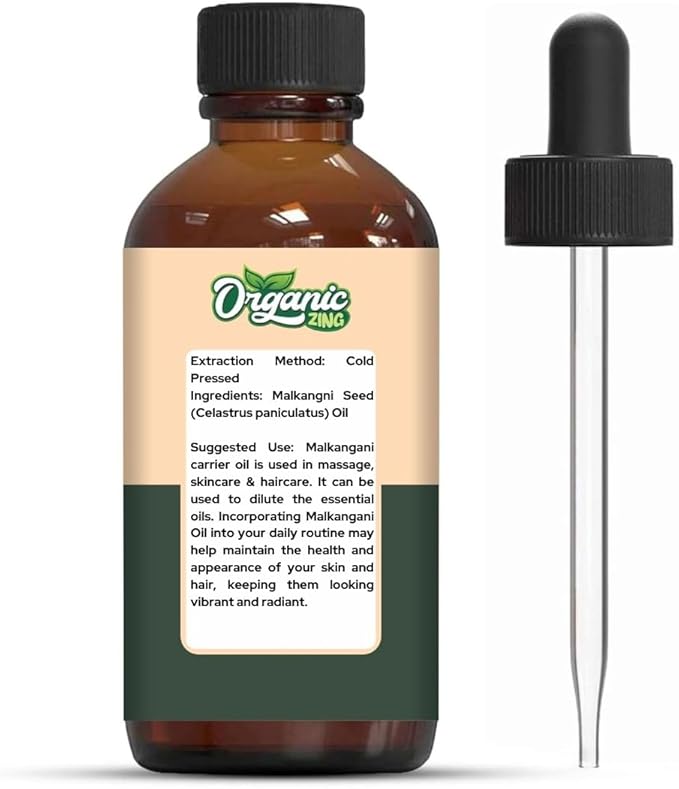 Malkangni Seed (Celastrus paniculatus) Oil | Pure & Natural Carrier Oil for Massage, Skin Care, Hair Care- 30ml/1.01fl oz
