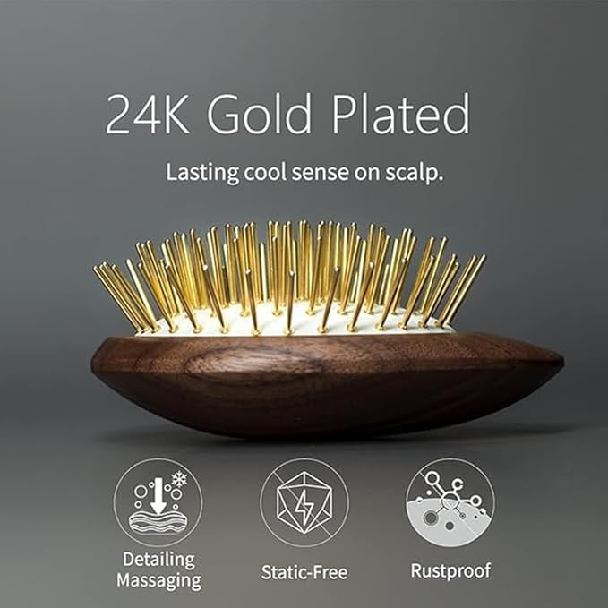 Uffy Acubrusher – 24K Gold-Plated Gua Sha Hair Brush | Ergonomic Scalp Massager for Dandruff & Hair Growth | For All Hair Types | Ideal Gift for Mom in Violet Purple