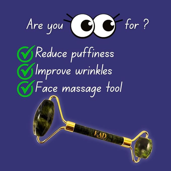 KAD Face Roller for Face Massage Tools 100% Natural Jade Roller Anti-Aging Reduce Puffiness Wrinkles