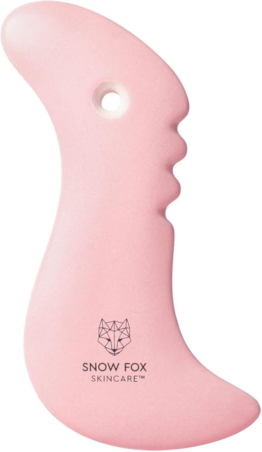 Snow Fox Porcelain Facial Gua Sha Tool | Sculpting Massager for Face Contouring, Lymphatic Drainage & Jawline Shaping | Acupressure Therapy Device | Reflexology Face Care (Blossom Pink)