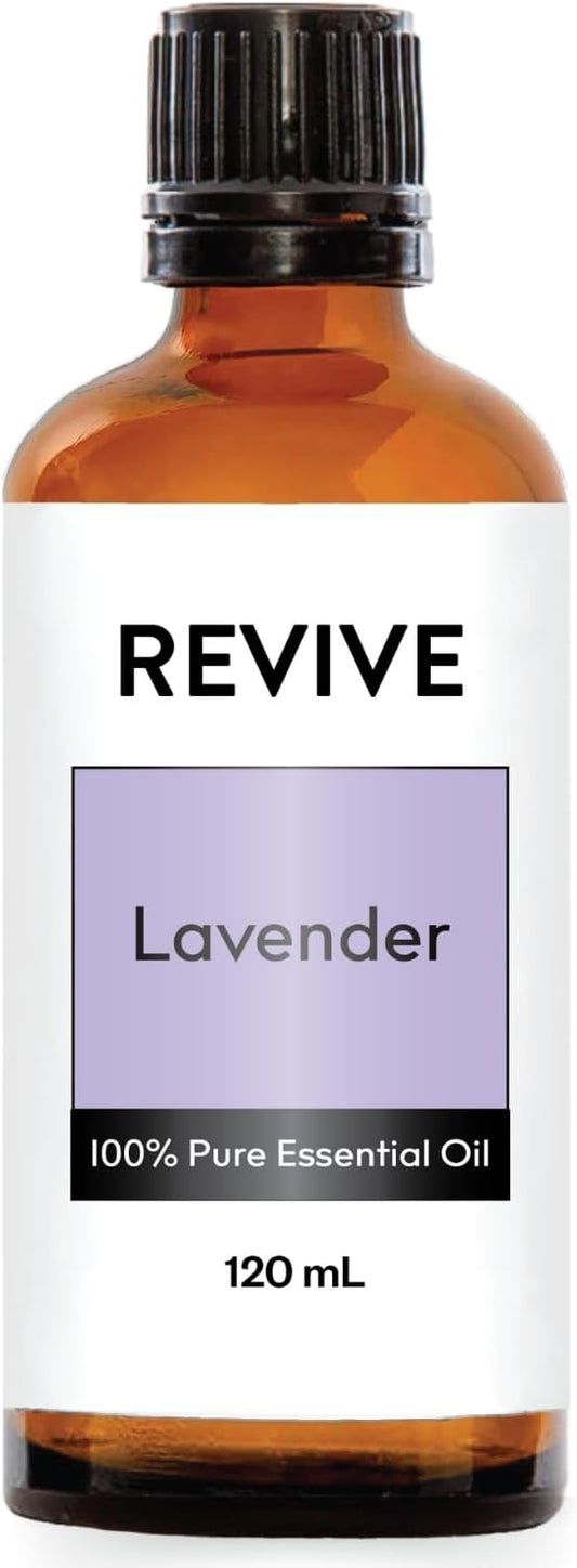 Lavender Essential Oil 120ml by Revive Essential Oils - 100% Pure Therapeutic Grade, for Diffuser, Humidifier, Massage, Aromatherapy, Skin & Hair Care
