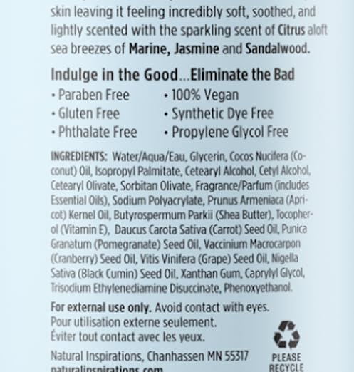 Natural Inspirations Sea Salt Citrus Nourishing Hand + Body Lotion 12oz