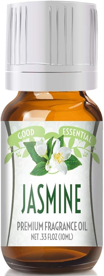 Good Essential Professional Jasmine Fragrance Oil 10ml for Diffuser, Candles, Soaps, Lotions, Perfume (0.33 fl oz) - Jasmine Aromatherapy Oil