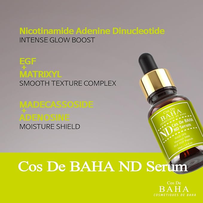 NAD+ Radiance Serum with Peptide Complex, Madecassoside & Adenosine for Hydrated, Refreshed Skin,1 Fl Oz (30ml)