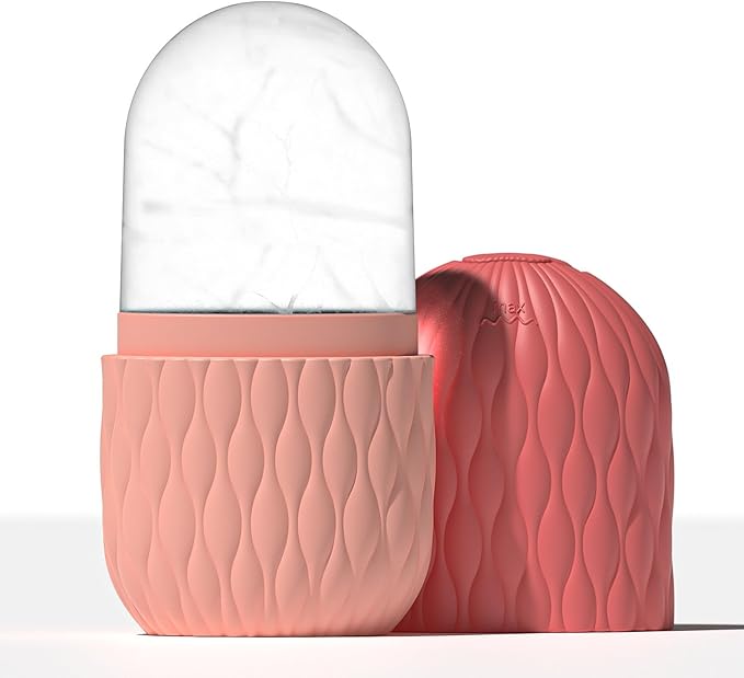 Ice Roller for Face, Ice Cube Facial Roller Massager, Reusable Silicone Face/Neck Ice Mold for Naturally Skin Care, De-Puff Eye Bags, Reduce Migraine Pain