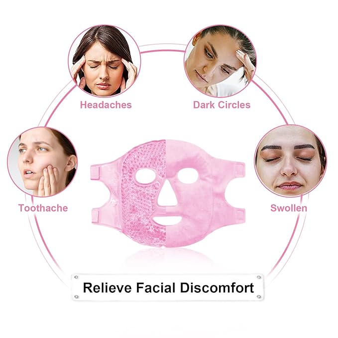 Boundle of Cold Face Eye Masks Ice Face Mask Hot Cold Compress for Dark Circles and Ankle/Sport Foot Ice Therapy Wrap,Hot Cold Ice Gel Pack with Adjustable Brace for Sprained Ankles
