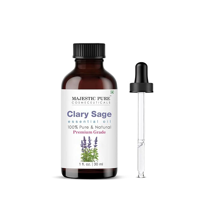 MAJESTIC PURE Clary Sage Essential Oil, Premium Grade, Pure and Natural, for Aromatherapy, Massage, Topical & Household Uses, 1 fl oz