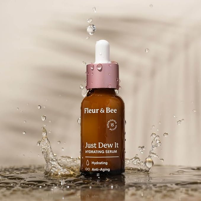 Hydrating and Anti Aging Face Serum With Natural, 100% Vegan Ingredients | Hyaluronic Acid Serum for Sensitive and Dry Skin | Just Dew It by Fleur & Bee - 1 fl oz