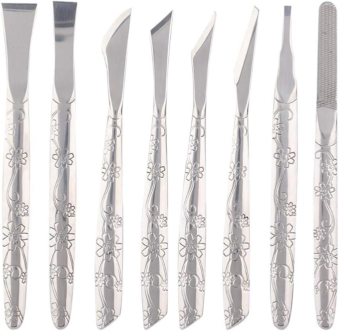 Watris Veiyi 8PCS Foot Shaver Pedicure Tool, Pedicure Knives Set, Stainless Steel Dead Skin Removal Kit, Foot File Callus Nail for Women Men Care Feet