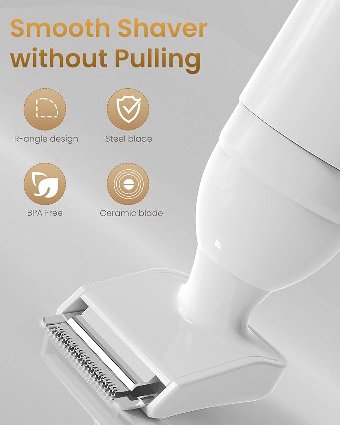 2025 New Bikini Trimmer for Women - 5 in 1 Wet/Dry Electric Razor for Women, Rechargeable Electric Shaver, IPX7 Waterproof Hair Remover for Face Nose Eyebrow Leg Pubic Armpit (White)