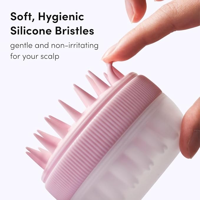 Fancii Hair Scalp Massager, Shampoo Brush for Wet & Dry Hair, Scalp Scrubber Exfoliator for Dandruff Removal & Hair Growth. Shower Head Brush for All Hair Types, Soft Silicone (Pink)