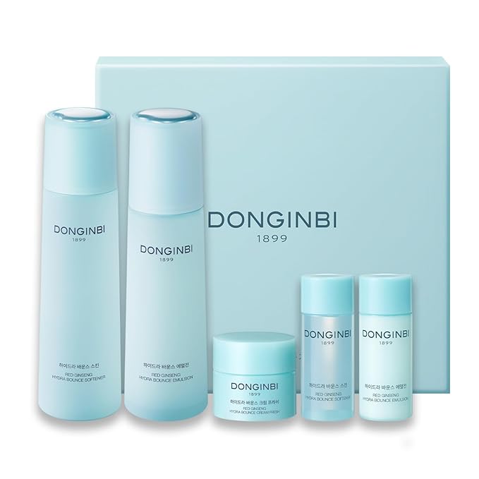 Donginbi Hydra Bounce Skin Care Set - Mother's Day Gifts, Face Toner, Lotion, and Moisturizer with Red Ginseng and Hyaluronic Acid for Soft, Supple and Hydrated Skin, Korean Face Moisturizer