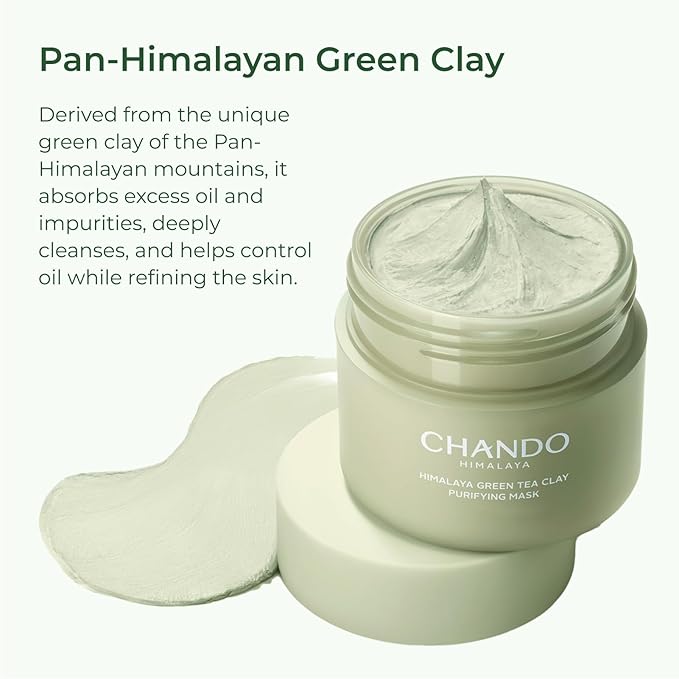 Purifying Green Tea Mask, Natural Facial Clay Mask Deep Pore Cleansing with Green Tea Extract and Portulaca Extract, for Clogged Pores, Detoxifies & Balance Oil, 3.52 fl.oz