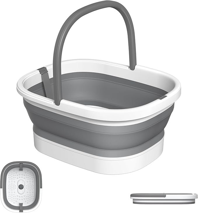 Nekteck Foot Soaking Tub Collapsible Bucket for Foot Bath Soak Tub, Foot Basin Foot Soaker with 138 Acupressure Nodes and Pumice Stone for Feet Massager Pedicure Foot Spa, Gifts for Men Women Dad Mom