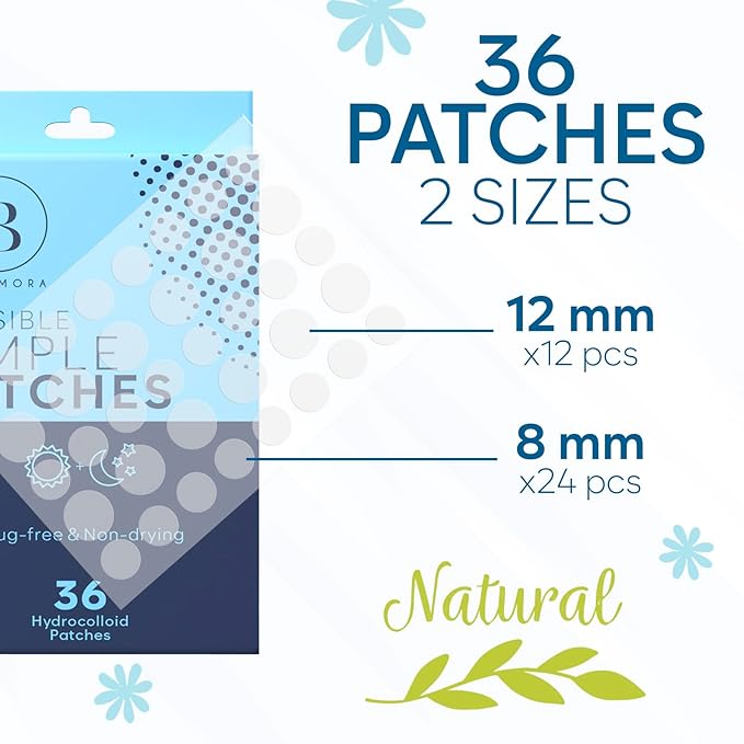 Invisible Pimple Patches for Face (36 Count) - Hydrocolloid Acne Spot Treatment - Acne Treatment for Face - Zit Patches - S/L Sizes