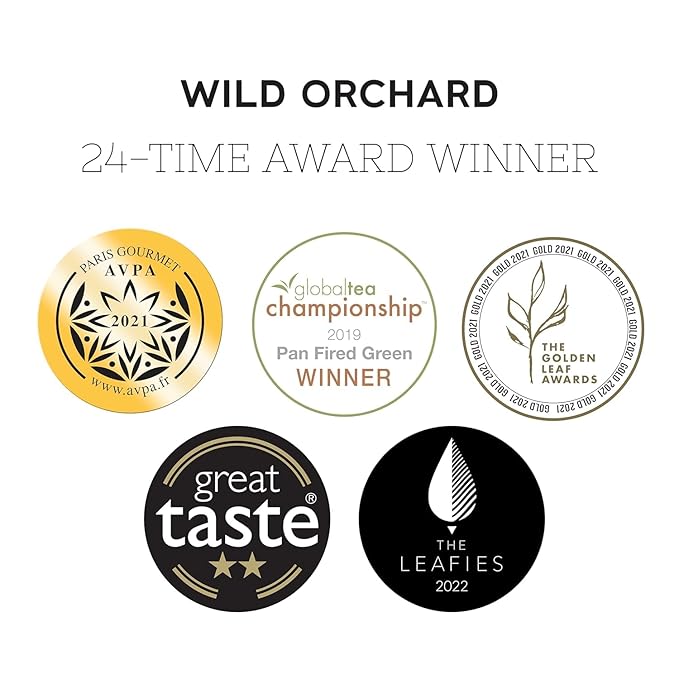 Wild Orchard Regenerative Organic Certified Flavored Green Tea - Sunday Brunch (12 Tea Bags) - With Delicate Flower Petals - Regeneratively Cultivated on Jeju Island in South Korea
