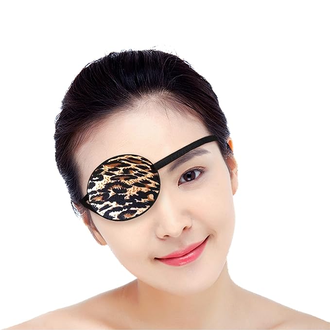 MYUBWTF Black Single Eye Mask, Pirate Skull Crossbone eye patch，Adjustable 3D Eye Patch for Adult and Kid (Leopard grain design)