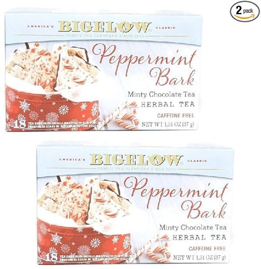 Bigelow Peppermint Bark Mint Chocolate Herb Tea (Pack of 2)